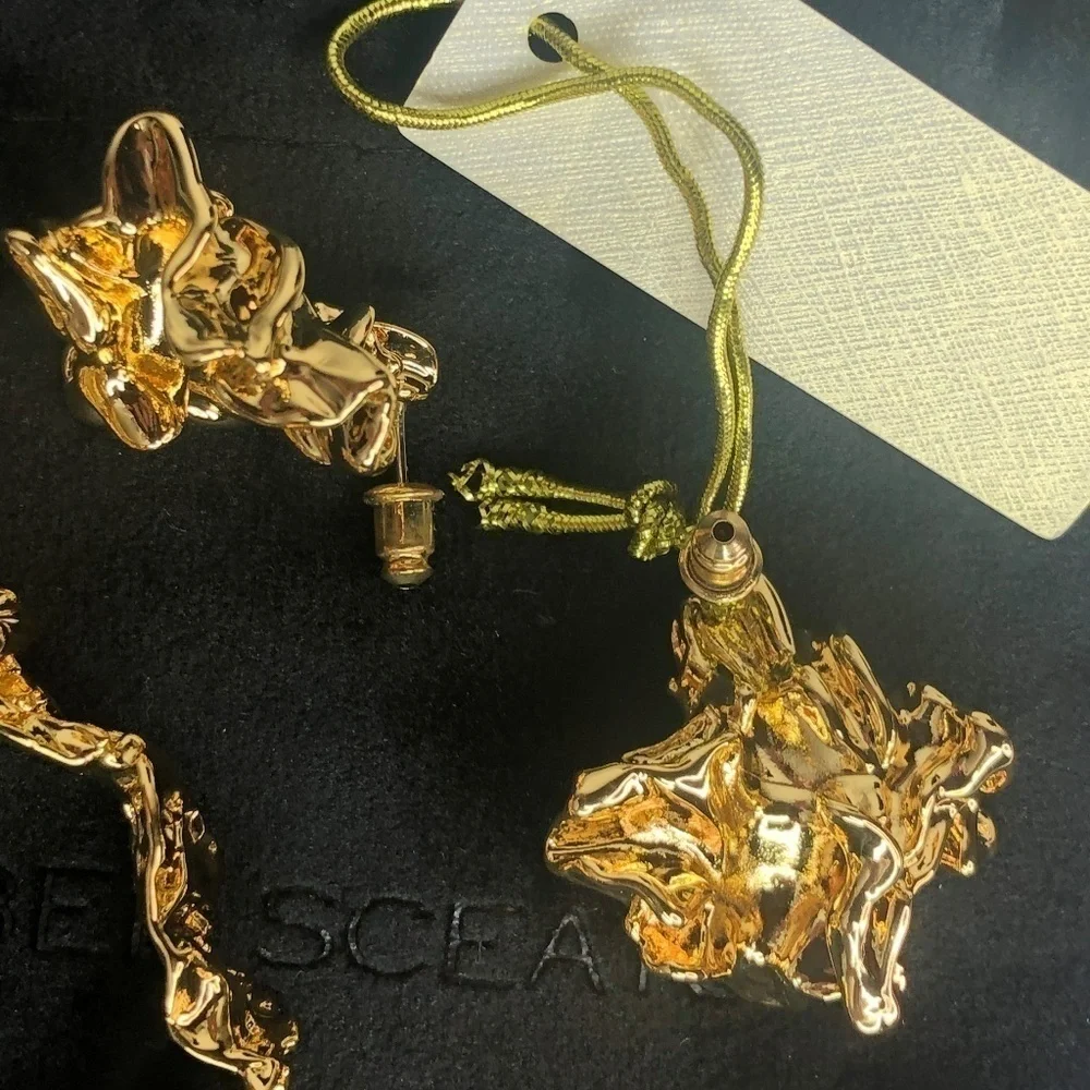NEW Amber Sceats Emery cuff bracelet Reese earrings 24K Gold crushed sculptured